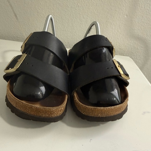 Birkenstock Women's Black Sandals with Gold Buckles - Picture 3 of 10